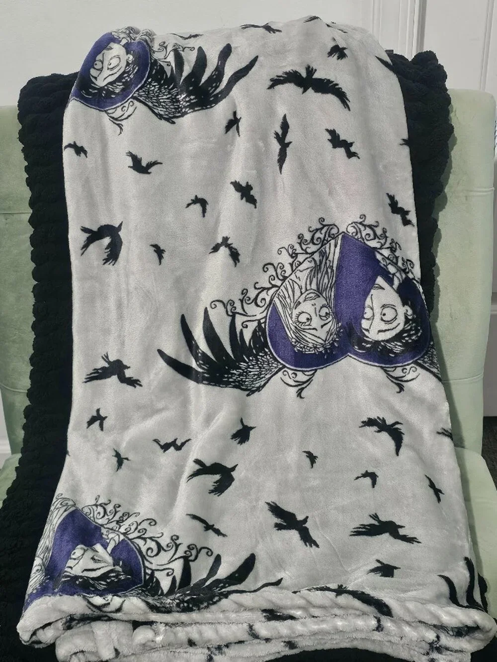 Corpse Bride Emily Victor Gothic Plush Throw Blanket 50x70